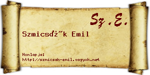 Szmicsák Emil névjegykártya